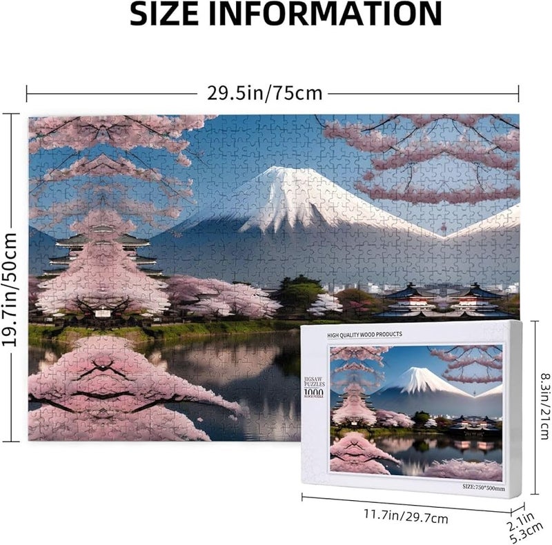 لغز جبل فوجي في أوائل الربيع 1000 قطعة للبالغين ديكور المنزل 29.5 × 19.7 بوصة - Image 3